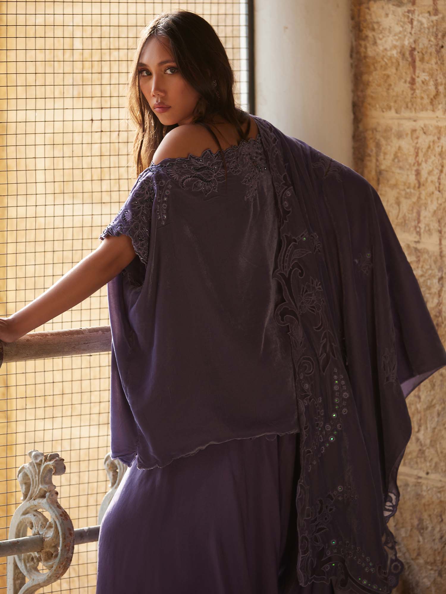 OFF SHOULDER, PANTS & STOLE