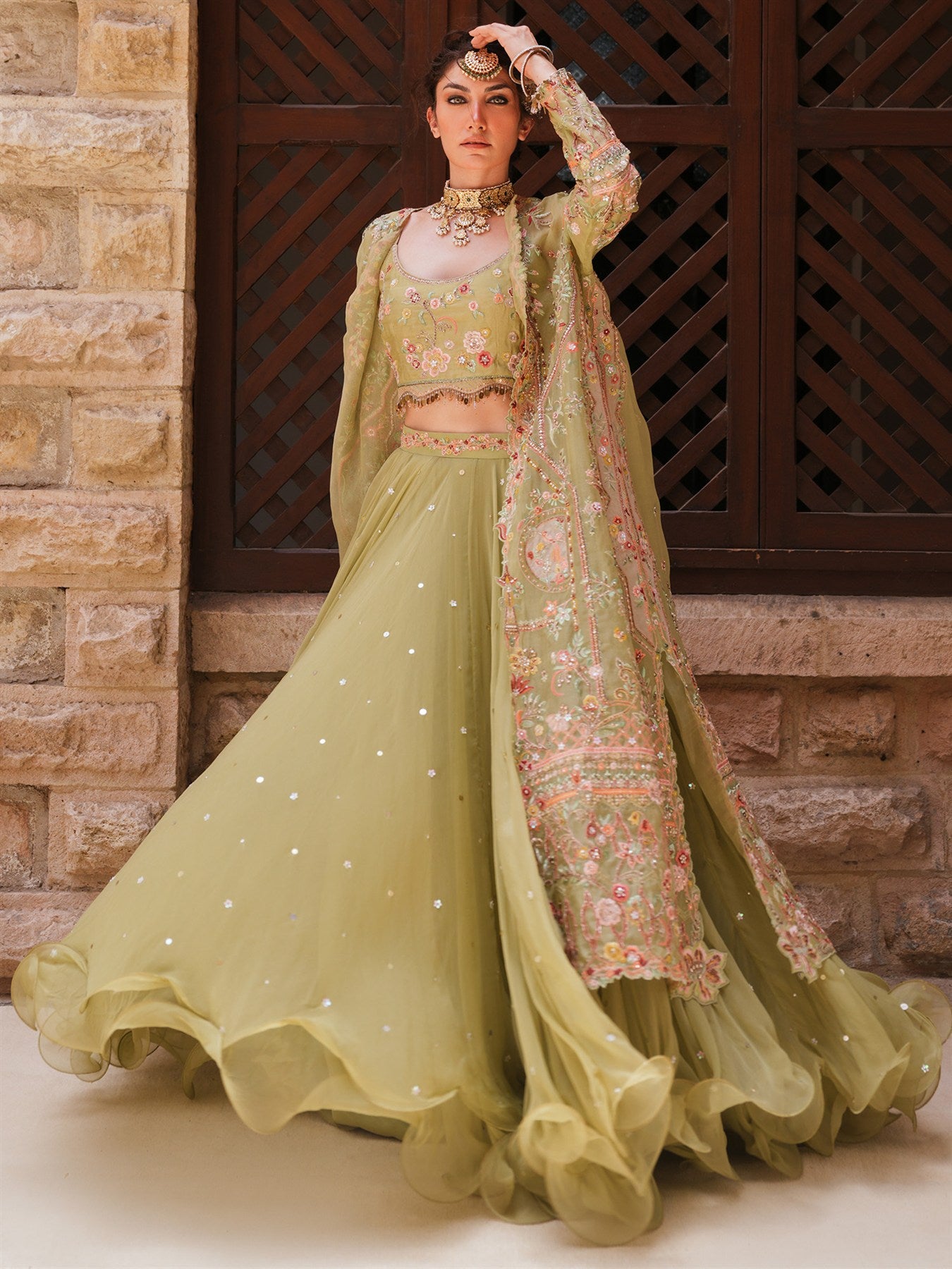 BORGIA, BLOUSE & SWIRLY LEHENGA