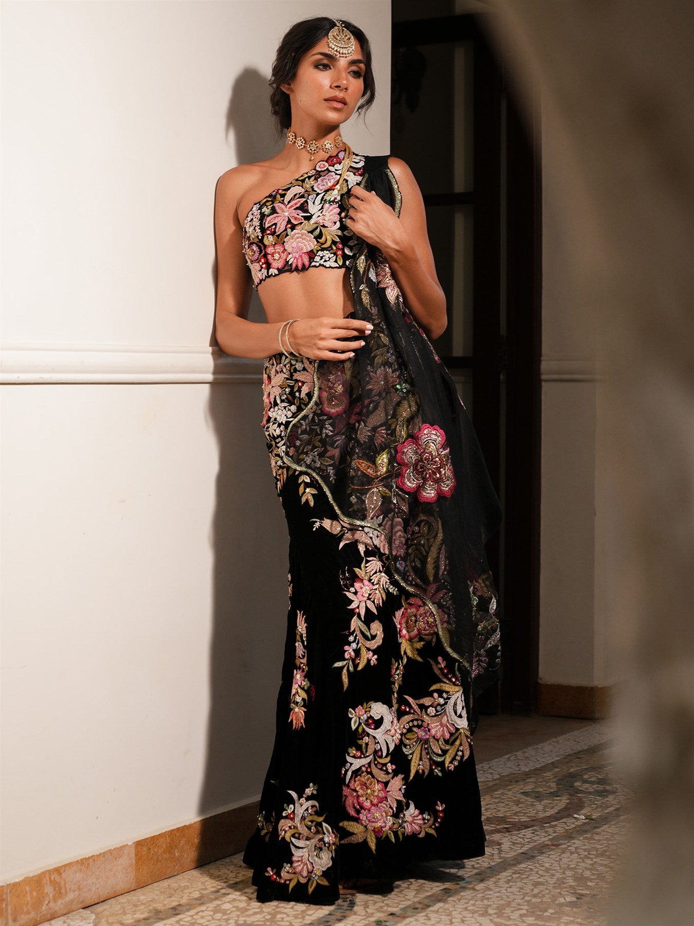 ONE SHOULDER BLOUSE, LOLITA & DUPATTA