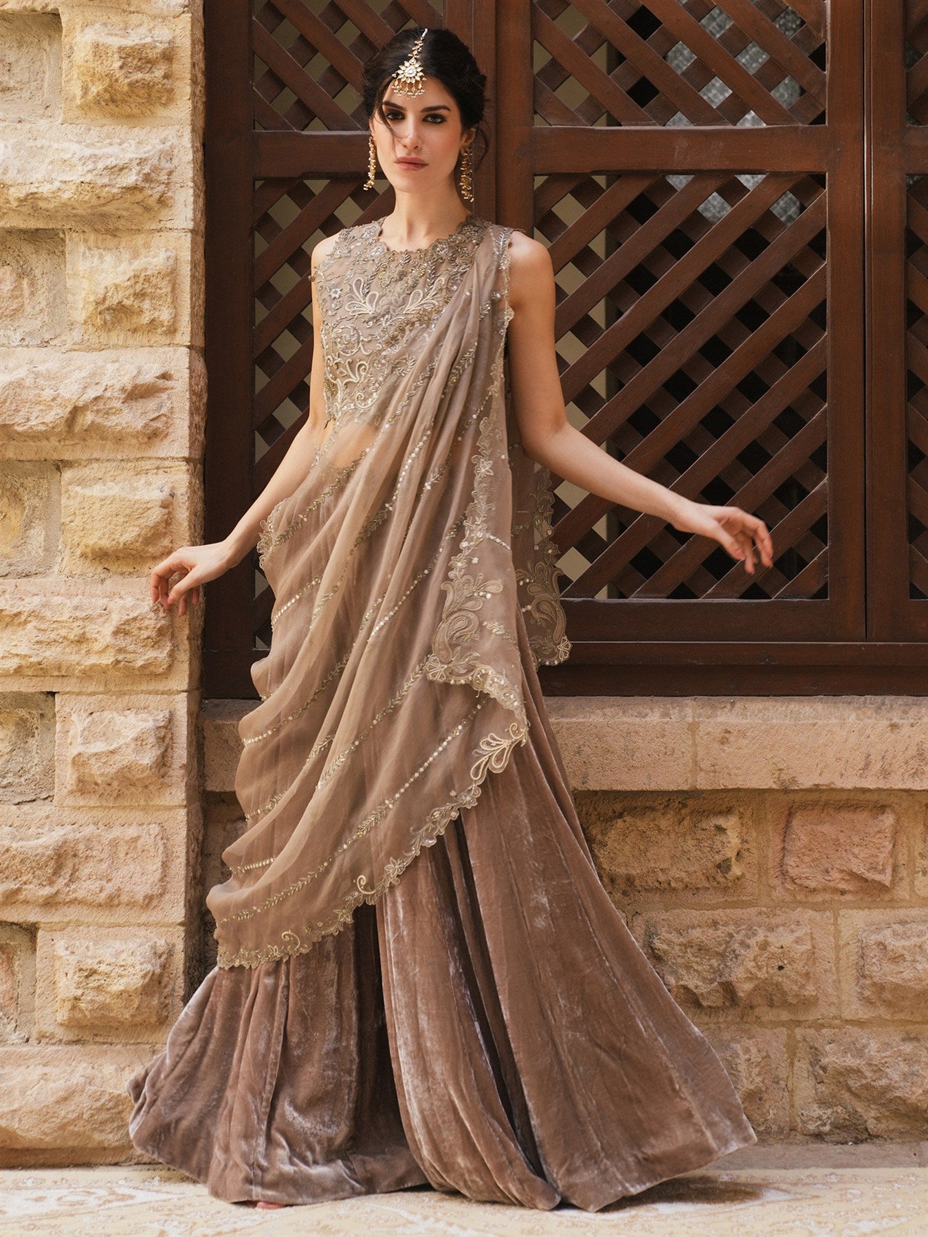 BLOUSE, SHARARA & DRAPED DUPATTA