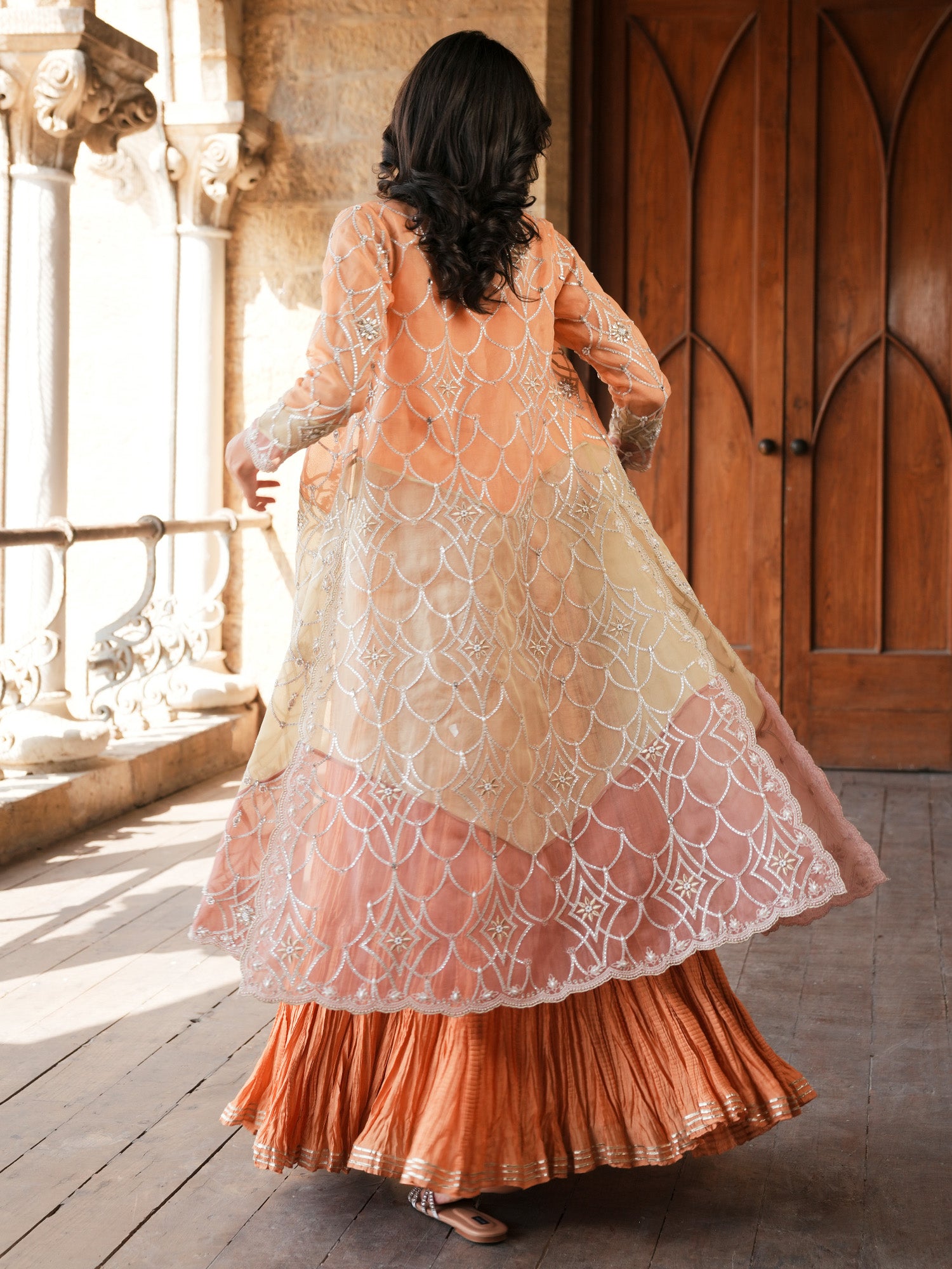 BORGIA COAT & CRUSHED LEHENGA