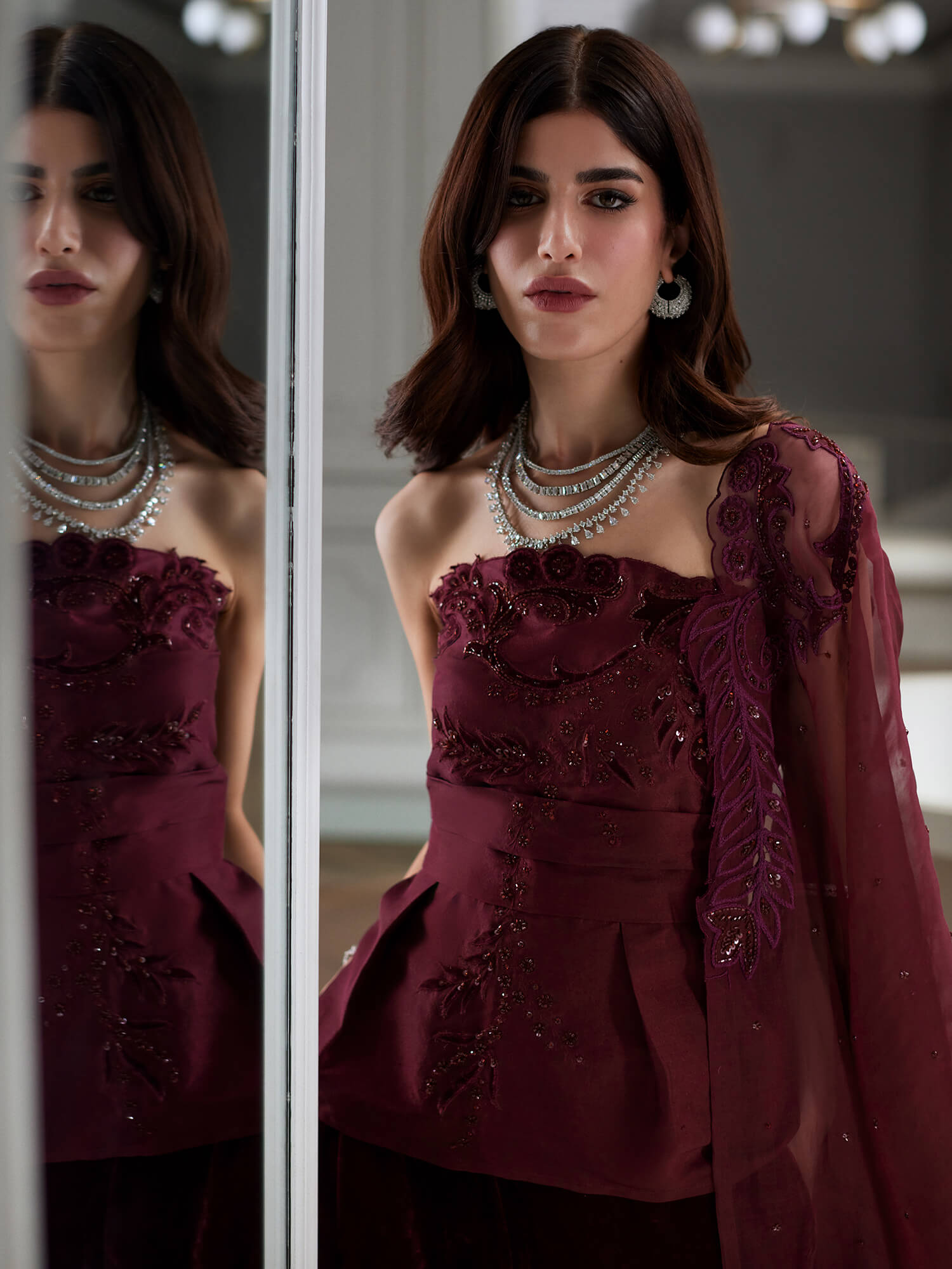 STRAPLESS TOP, PALAZZO & DUPATTA