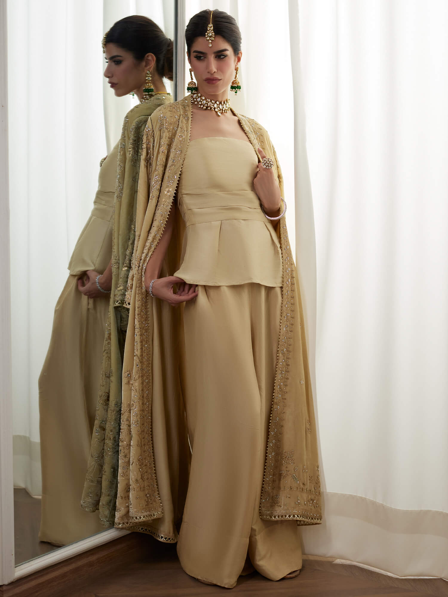 CHOGHA, STRAPLESS TOP & PALAZZO