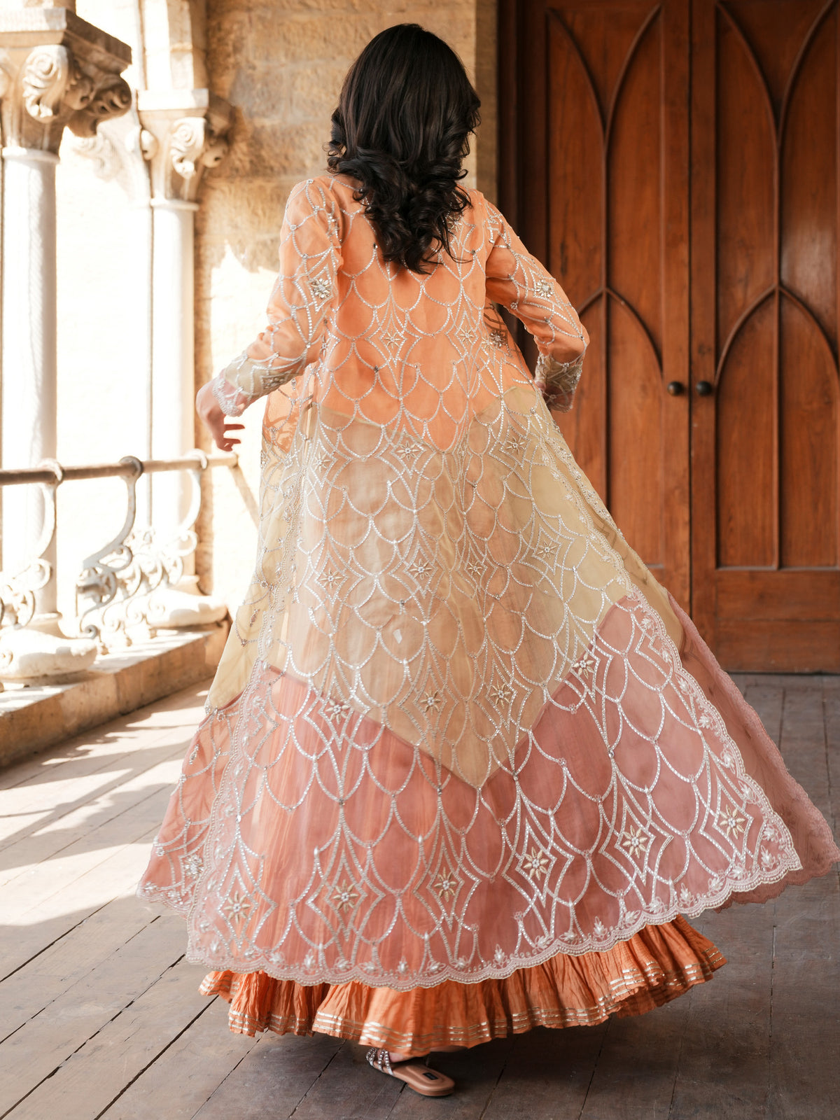 Borgia Coat & Crushed Lehenga